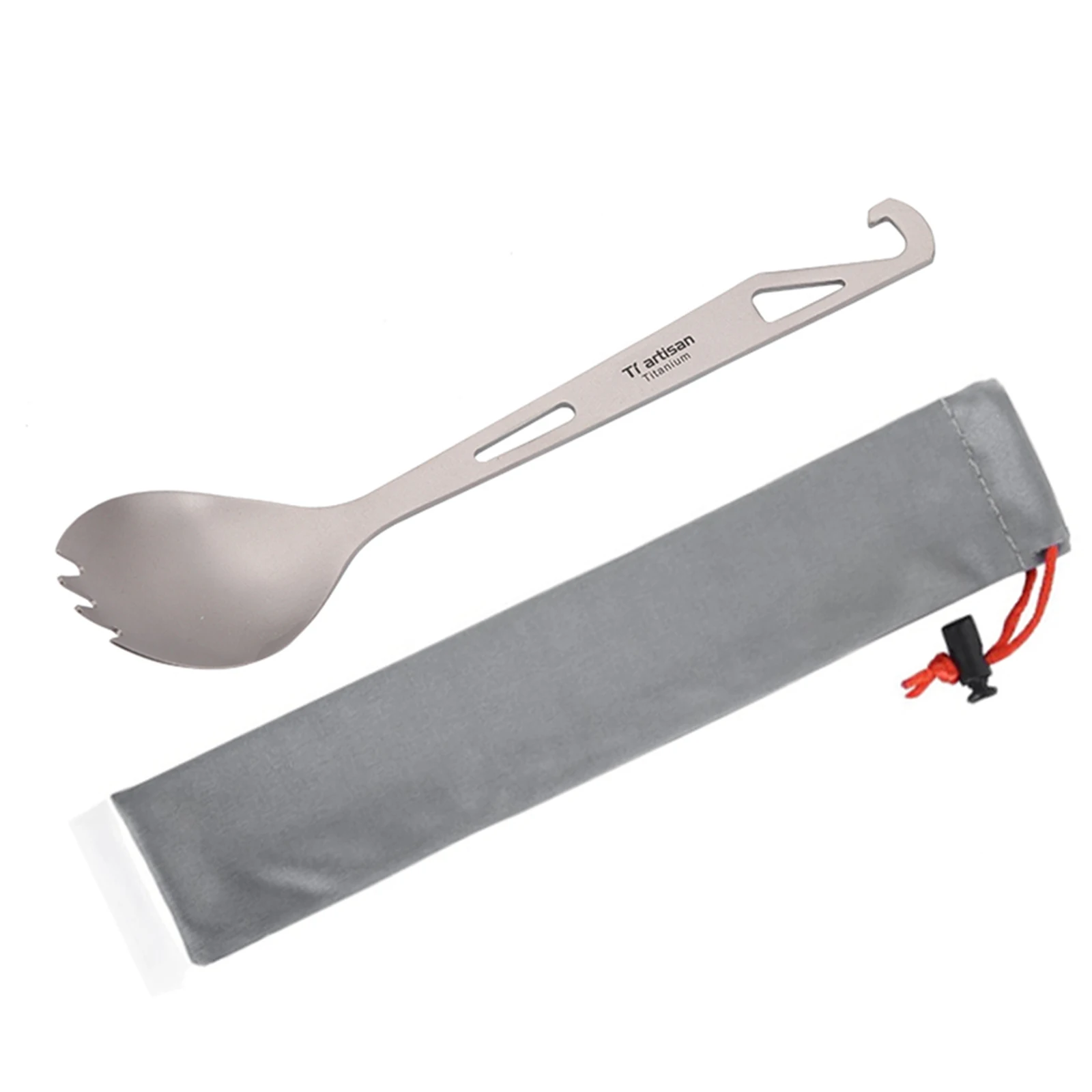 

Brand New Camping Travel Spoon Multifunctional 1 Pcs 13g / 0.5oz 160*36mm/6.3*1.4in 2mm Thick Matt/Polish Titanium