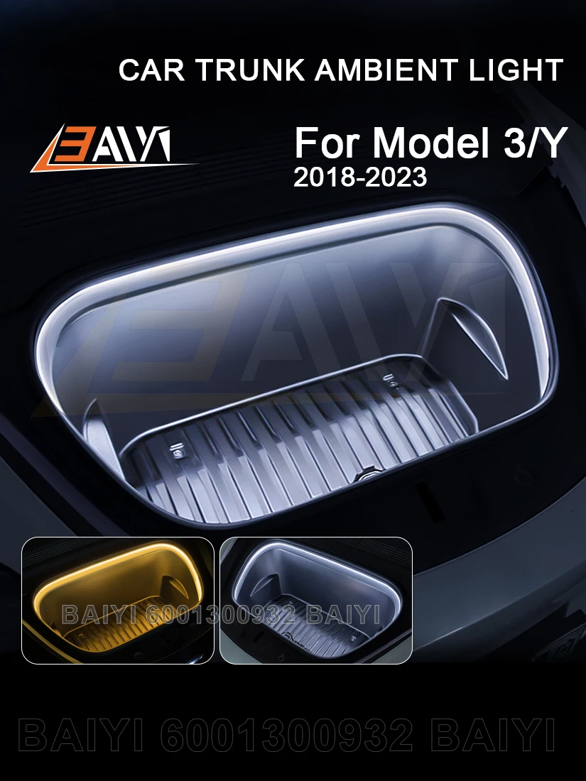 Фото Для Tesla Model 3 2018-2023 передний багажник, окружающий свет модели Y, лампа багажника, автомобильный светодиодный светильник, гибкая водонепроницаемая световая панель, аксессуары №1