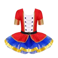 4 14years kid girls circus cosplay costumes sleeveless ballet tutu adorned carnival party ballet dancewear mesh tulle tutu dress