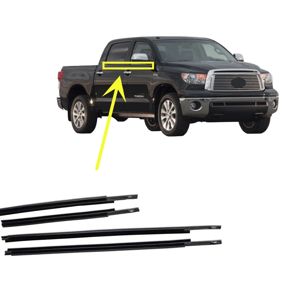 

4 Pcs 4 Door Black Window Rubber Outside for Toyota Tundra 2007-2020 68210-0C020 Protector Weatherstrip Seal for Glass Laminate