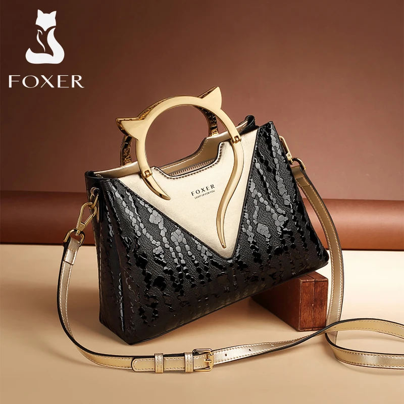 

FOXER Genuine Leather For Women Top Handbag Mother's Day Gift Shoulder Bag Lady Commute Female Luxury Messenger Bag Elegant Tote