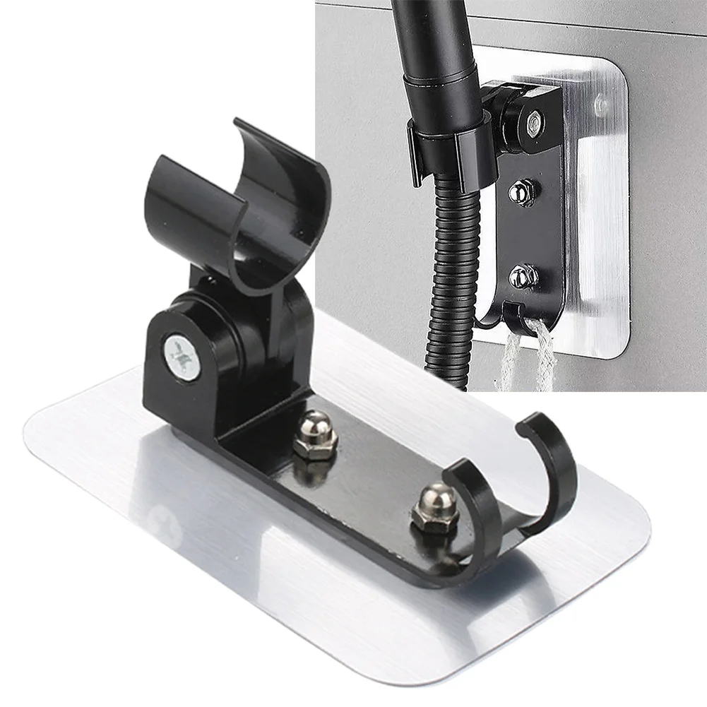

Aluminum Shower Head Holder Adjustable Bracket Aluminum Bathroom Accessories Black Stand Strong Adhesive Wall Mount