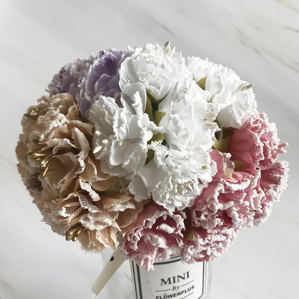 

6 Pieces Mini Rose Artificial Flower Bouquets Wedding Home Decor DIY Handmade Gift Box Wreath Scrapbooking Flowers
