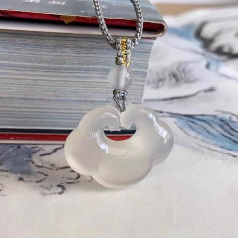 Ожерелье С Подвеской В Форме Облака Белый Халцедон Универсальная