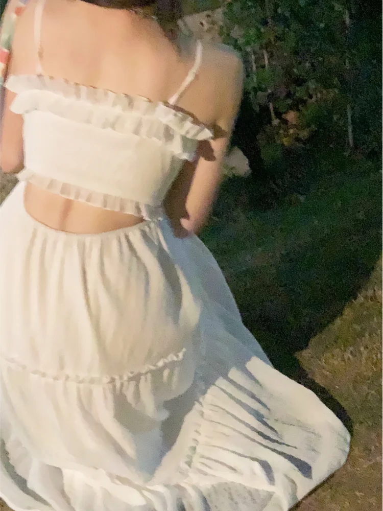 

2023 Suer белое сексуальное платье на бретелях Woan, французское платье без рукавов idi, офисное модное женское платье, Пляжное шикарное