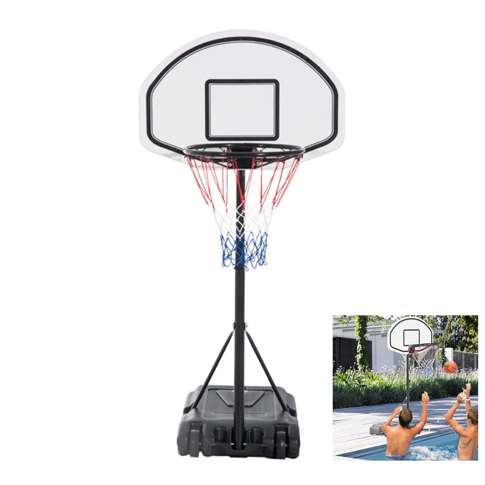 

28x 19 Inch Backboard Adjustable Pool Basketball Hoop System Stand Kid Poolside Swimming Water Training Set Basketball