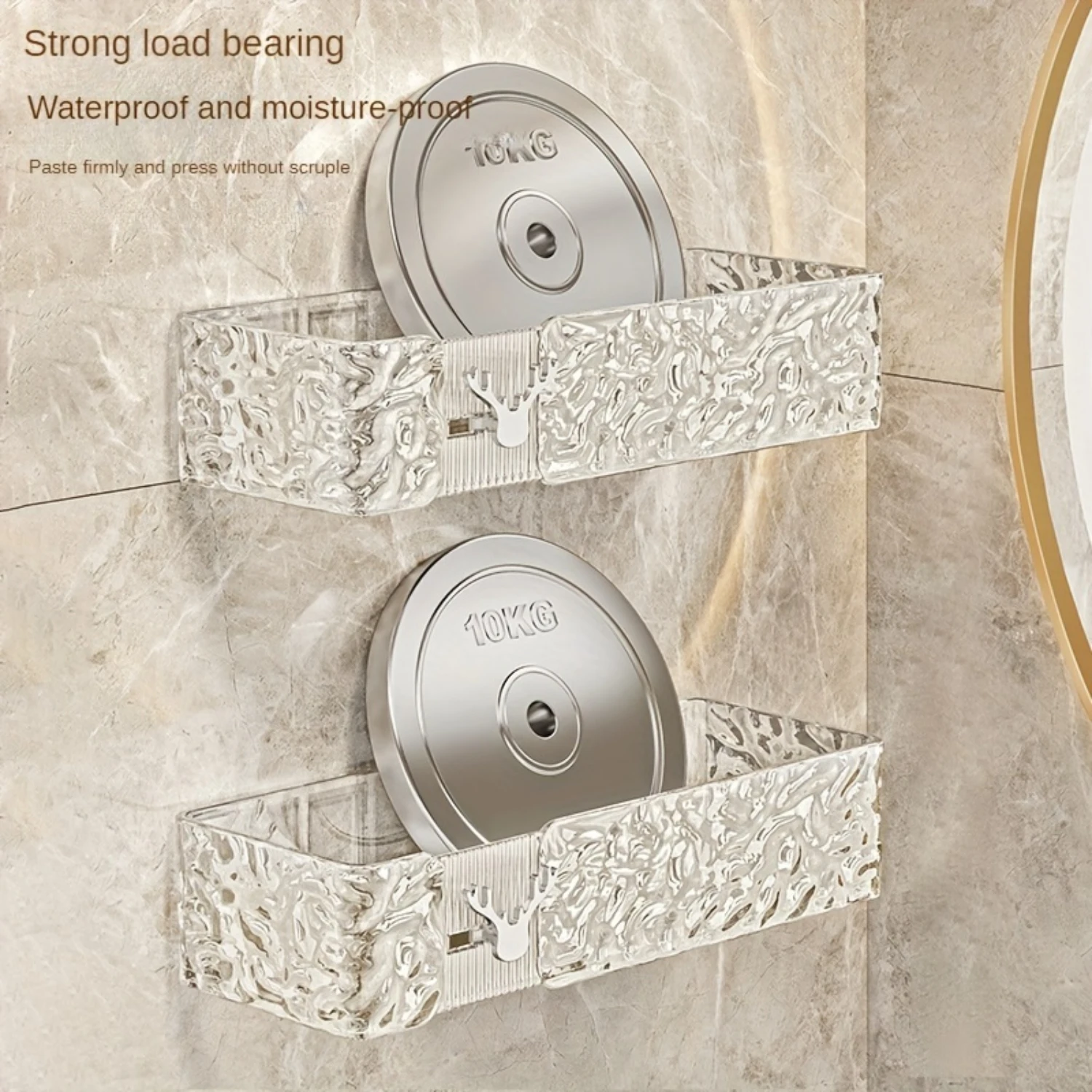 Glacier Pattern Bathroom Corner Rack - Wall-mounted Multi-layer with Suction Cups &amp Accessories