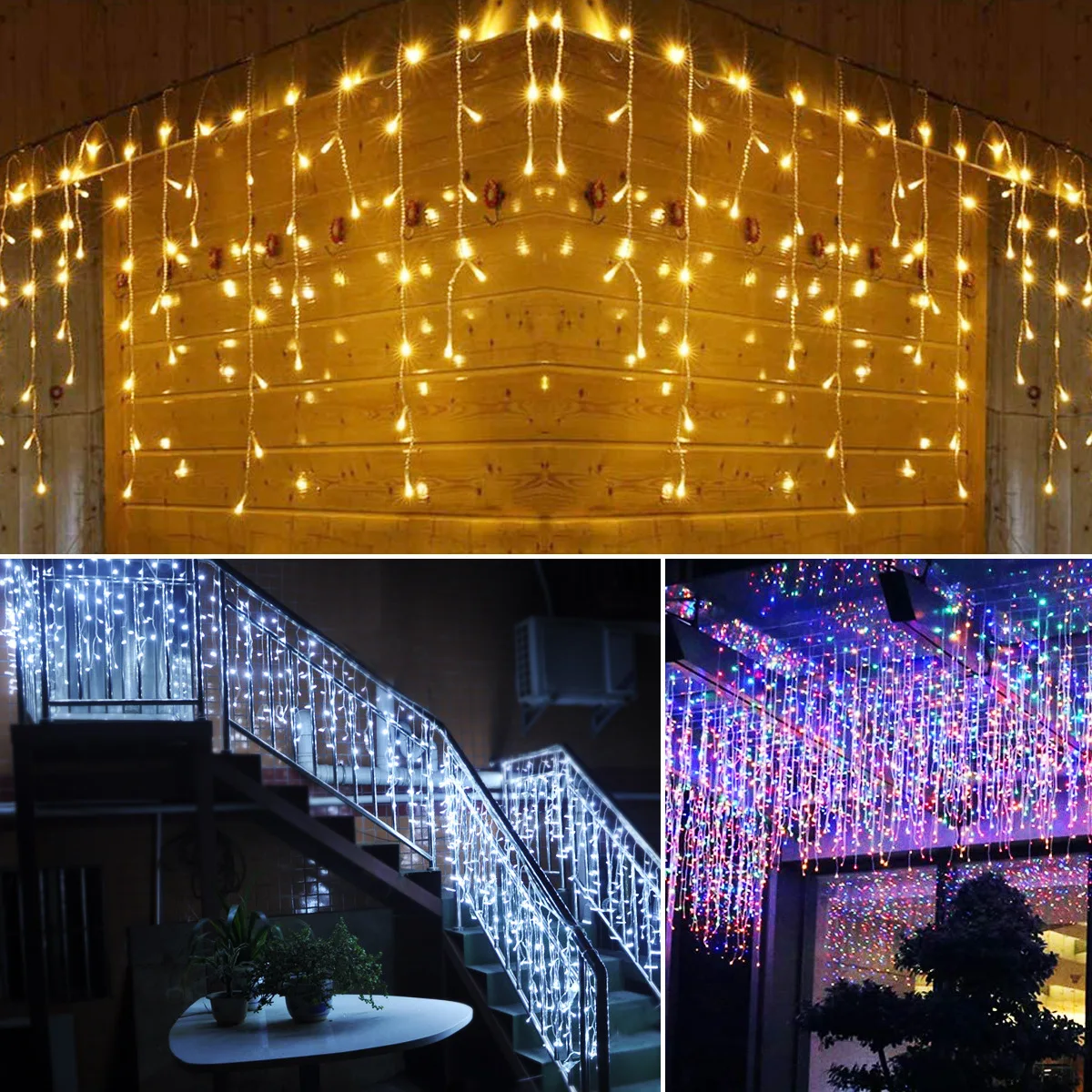 

LED Garland Curtain String Lights Icicle Festoon Fairy Lamp Home Outdoor Decoration for Christmas Wedding Holiday Birthday Party