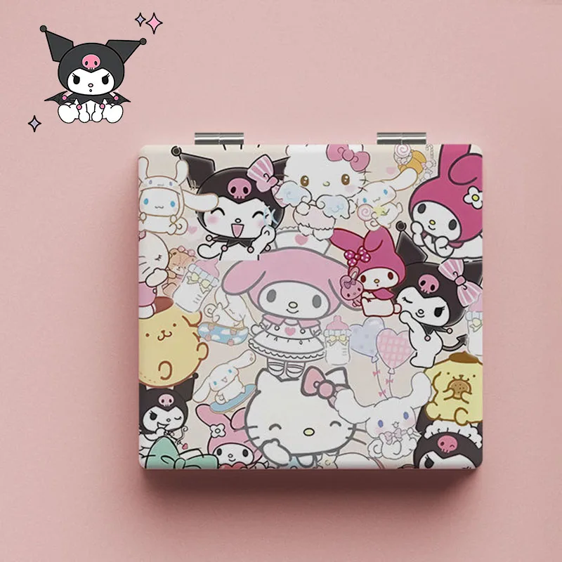 

Sanrio Kuromi Hello Kitty Mirror Cinnamoroll Purin Fold Small Mirror Student Dormitory Office Carry Makeup Mirror Girl Gifts