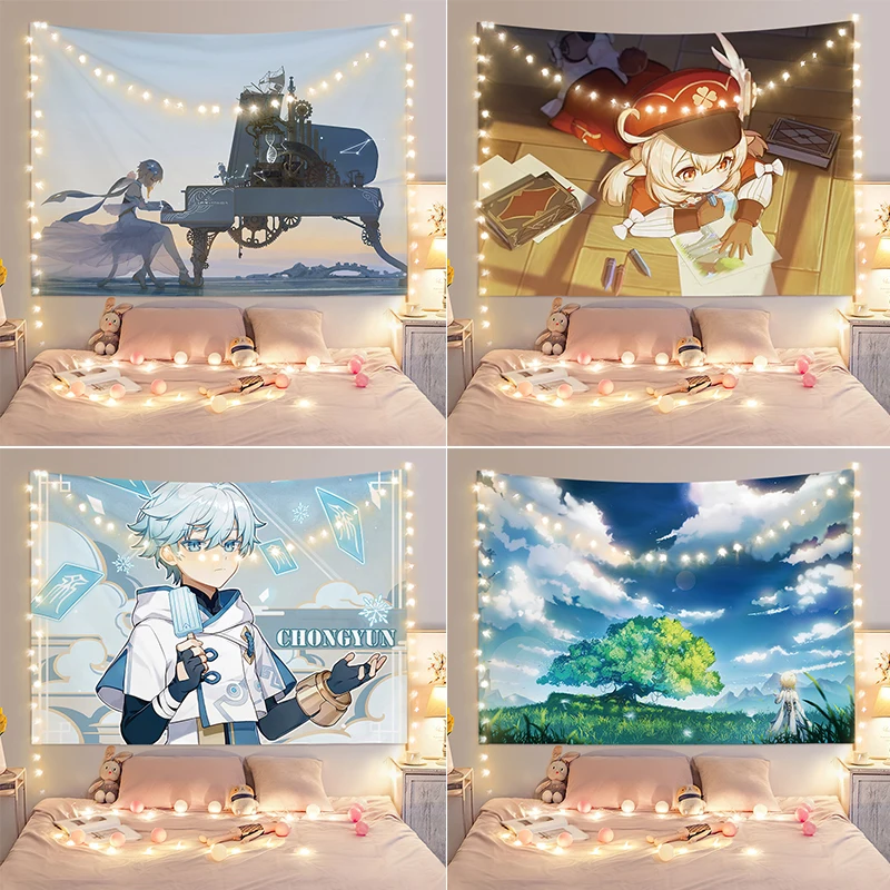 

Genshin Impact background cloth Paimon transformation hanging cloth net red bed wall