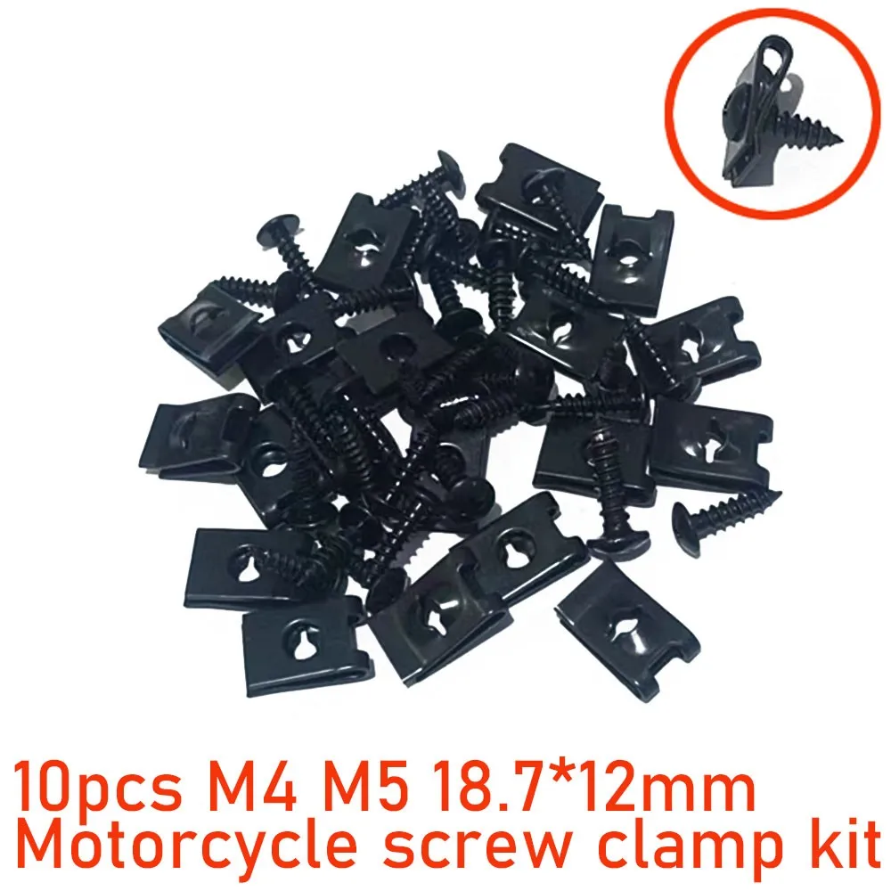 

10set motorcycle electric bicycle plastic cover self-tappe screw belt clamp M4 M5 4.2-4.8mm 19*12mm black thick with slotted key