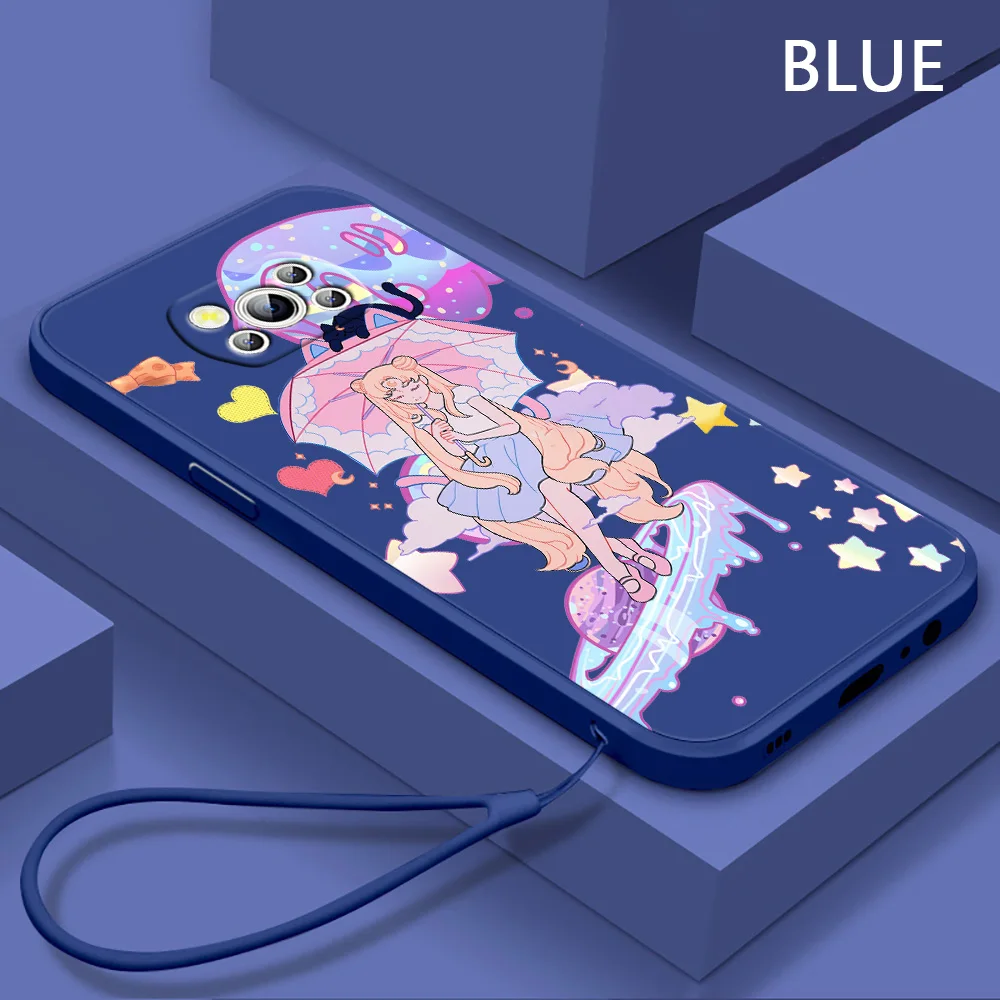 

Anime Sailor Phone Case For Xiaomi POCO M5s M4 M3 X4 X3 NFC X2 F4 F3 GT Pro C40 C3 Liquid Rope Funda Cover