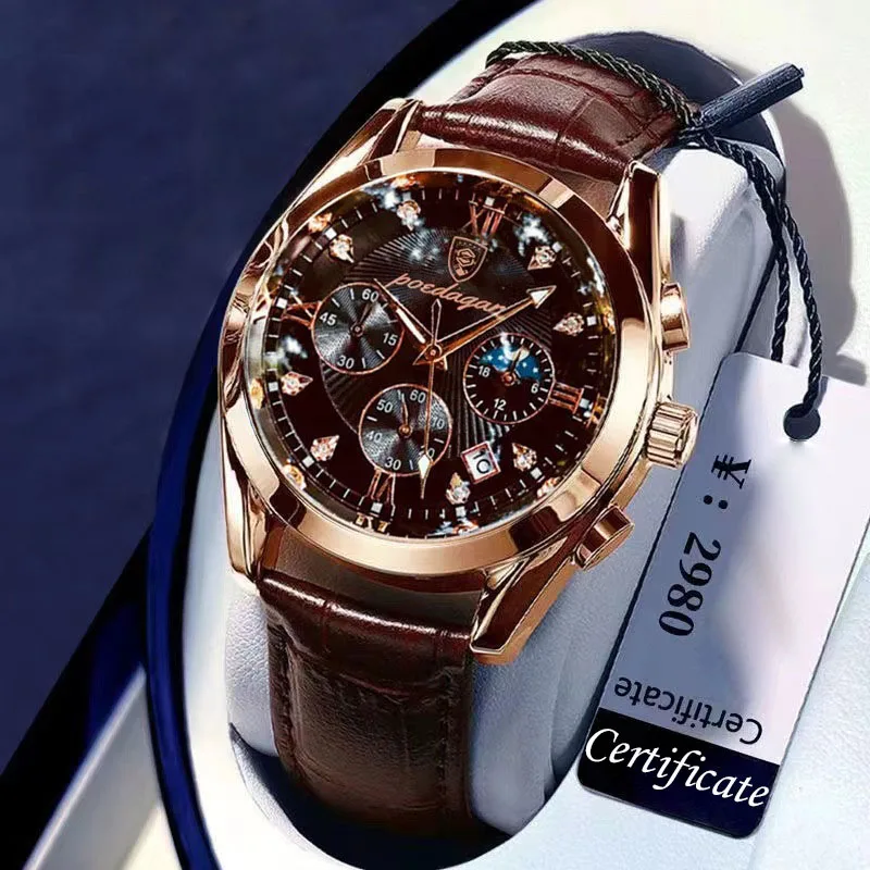 

POEDAGAR 2022 New Fashion Multi-function Calendar Men watch Quartz mens watch for men Waterproof Luminous Mans wristwatch