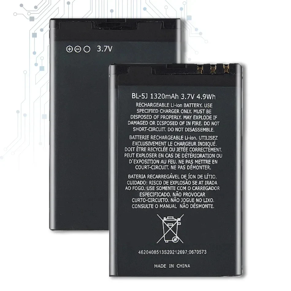 Аккумуляторная батарея BL-5J BL 5J для Nokia N900 Lumia 520 521 525 5230 5233 5228 5238 5800 5800XM 5802 X6 X9 200 Bateria