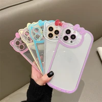 cute cartoon cat phone case for iphone 13 12 11 pro xs max x xr camera lens protective transparent shockproof soft cover