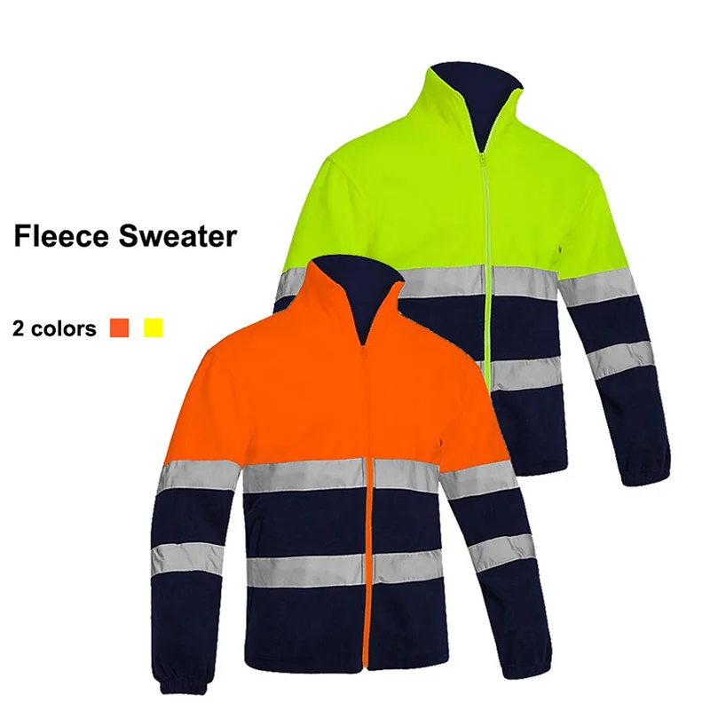 Unisex High Visibility Reflective Workwear Jacket Tops Long Sleeve Safety Clothing Outdoor Construction Protective Work Clothes