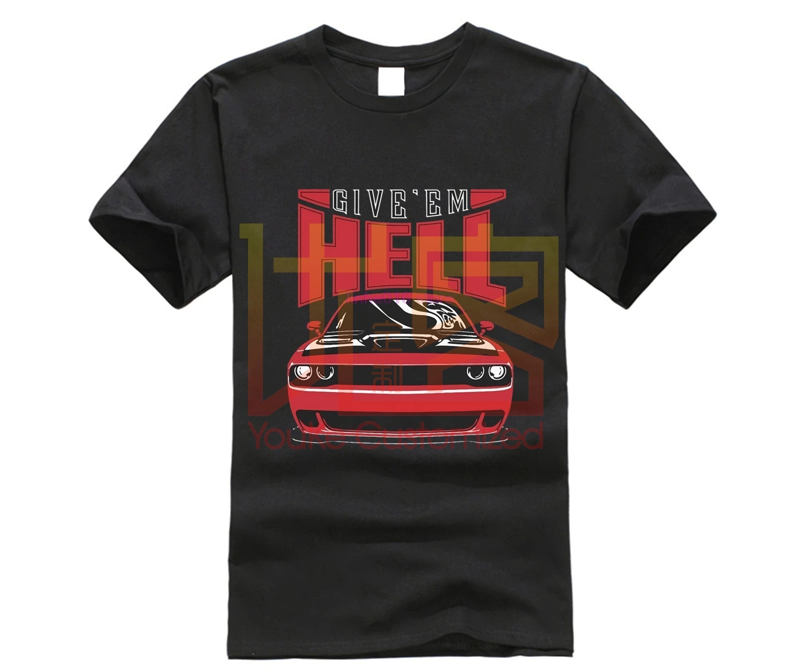 

Новинка, Мужская черная футболка с рисунком Challenger Demon Hellcat Car, суперзаряженная 6,2 США