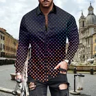 Рубашка мужская с принтом в горошек, Повседневная Свободная с длинным рукавом, на пуговицах, модная уличная одежда, лето-осень 2021