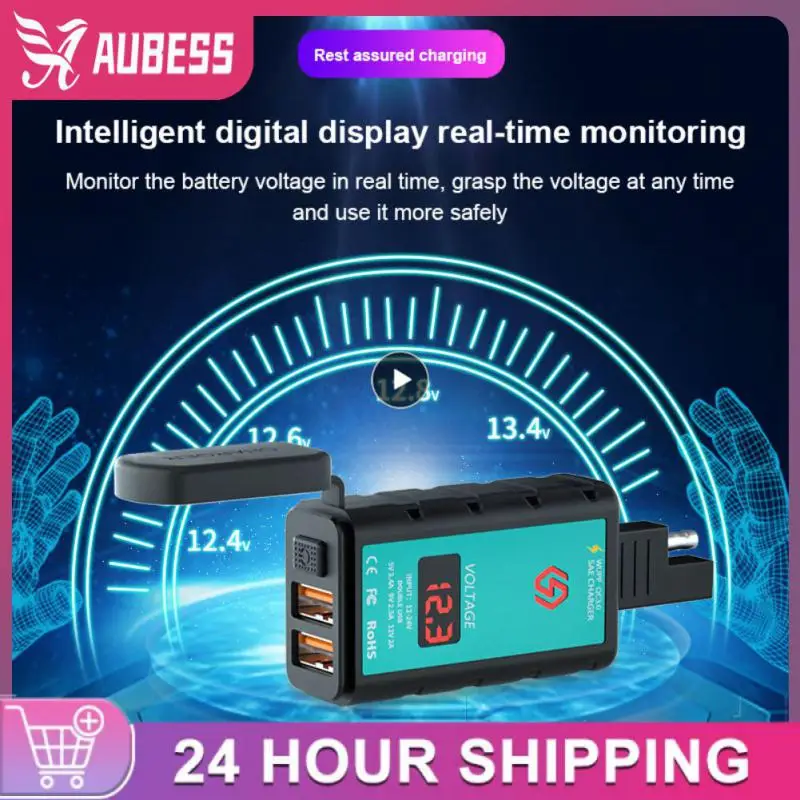 

Dual Qc3.0 Square Charger Waterproof 5v3.4a/9v2.5a /12v2a Usb Mobile Phone Charger Durable Practical Motorcycle Sae Plug