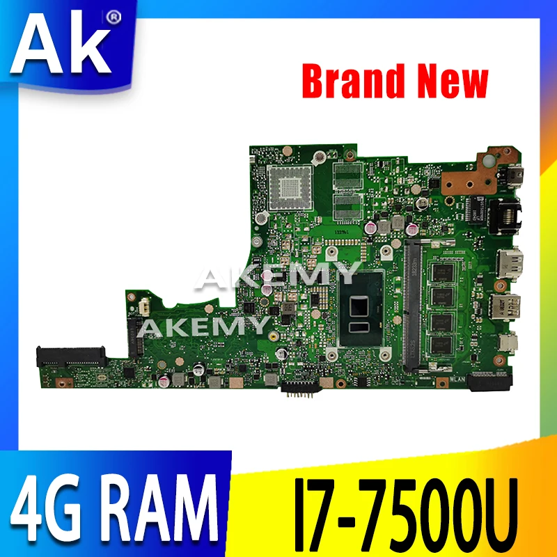 

SAMXINNO For Asus X405U X405UA X405UN X405UR X405URR X405UQ X405URP X405UF Laotop Mainboard X405UA Motherboard I7-7500U 4GB RAM
