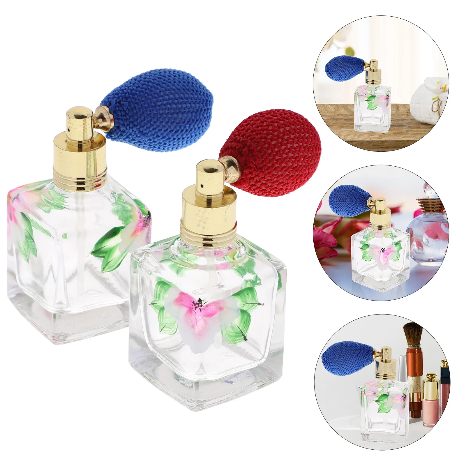 

Bottle Spray Empty Bottles Portable Refillable Travel Vial Essential Oil Retro Container Hand Painted Sample Holder Fragrance