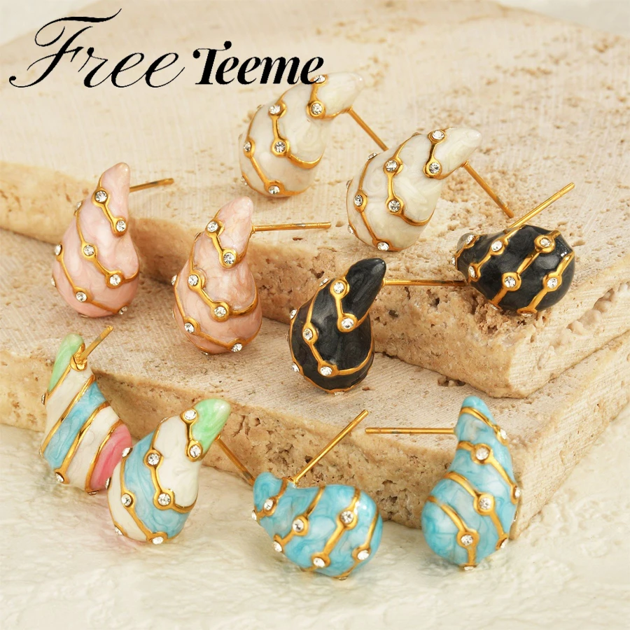 Женские серьги-гвоздики из нержавеющей стали с фианитом