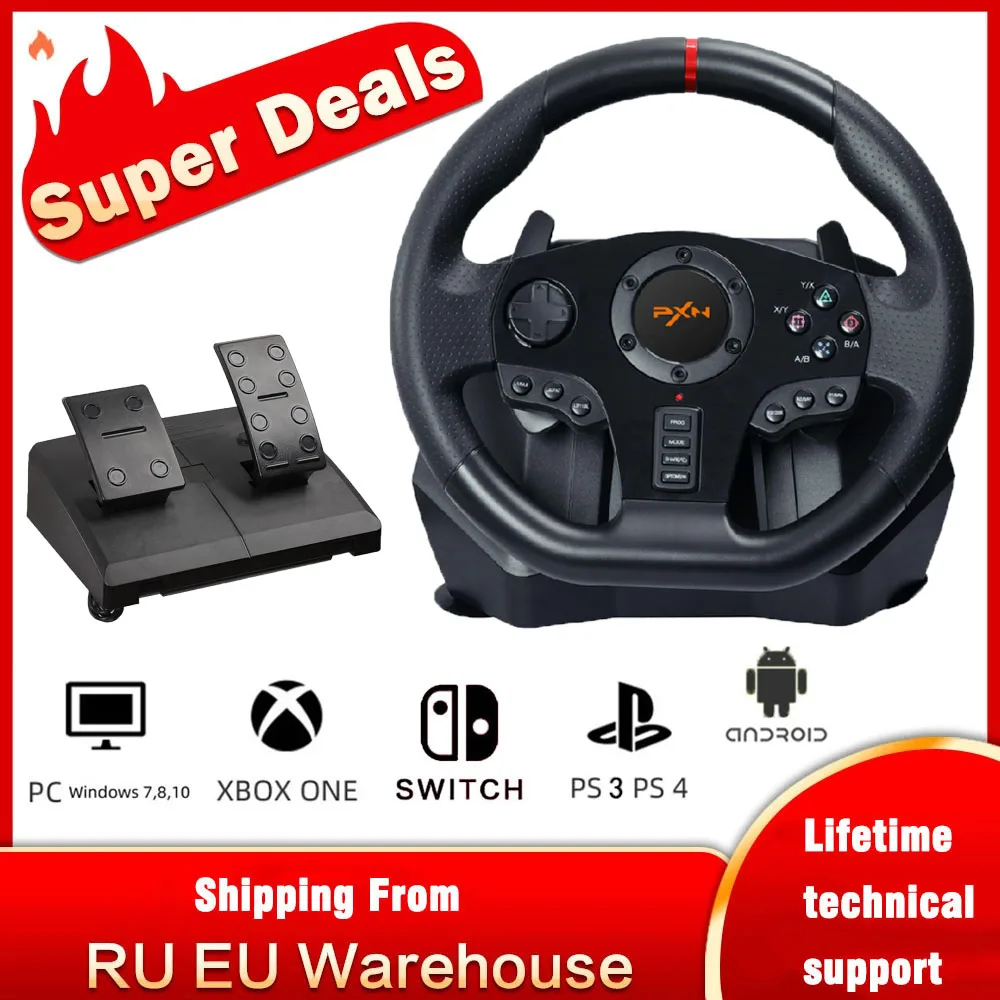 PXN V900 Gaming Steering Wheel Pedal Vibration Racing Game Controller for Xbox One Xbox 360 PC PS4 PS3  N-switch Android