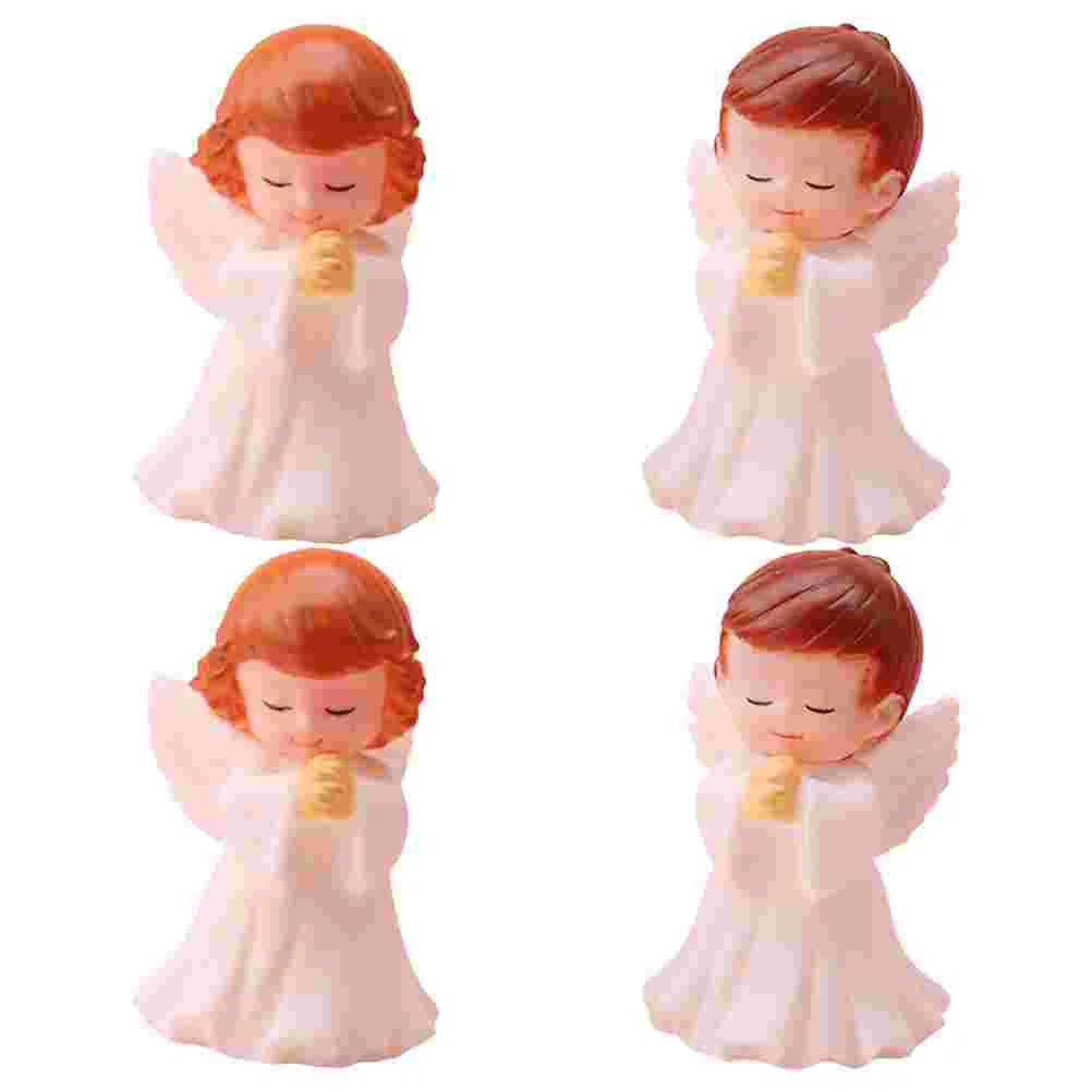 

4 Pcs Praying Angel Cake Decorating Praying Garden Statue Praying Figurines Flowerpot Praying Statue Vinyl Religious Gifts Child