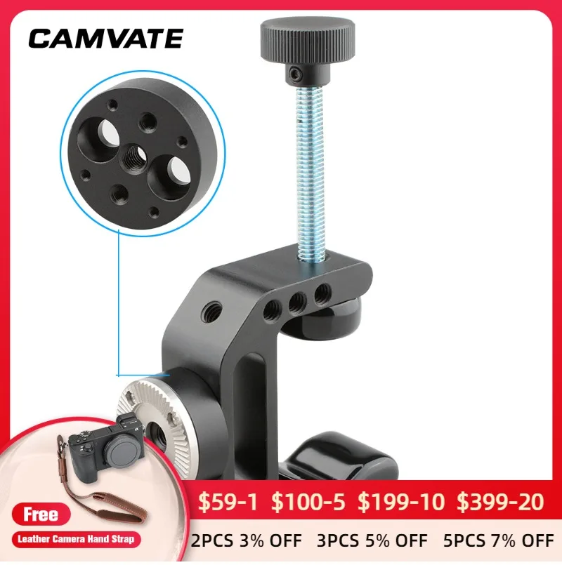 CAMVATE C-clamp With Standard M6 Thread ARRI Rosette Mount Adapter & 1/4-20 Thread Holes For ARRI Rosette Accessory Connecting camvate aluminum rosette leather handle grip for style rosette one pair black c1446 camera photography accessories
