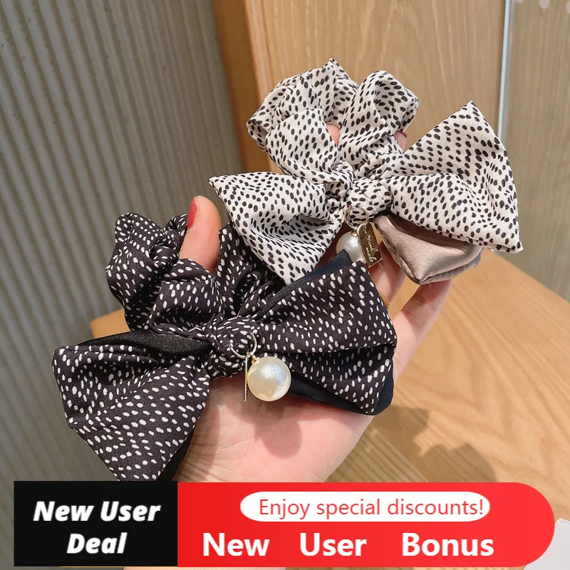 

Hair Accessorie Headwear Girls Flower Silk Scrunchie Print Headbands Flower Pearls Ponytail Holder Elastic Bow Hair Band 2022new