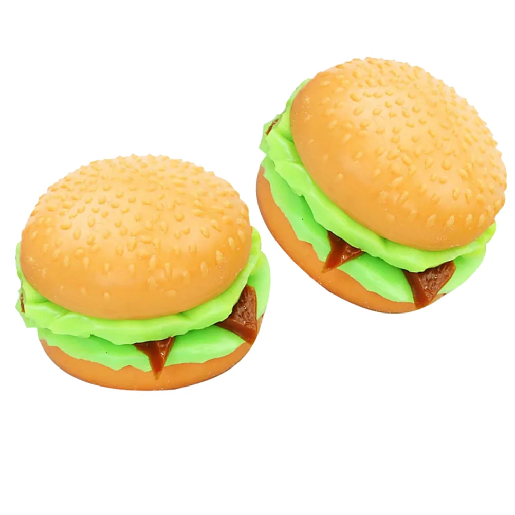 

2 Pcs Toys Squeeze Plaything Creative Burger Portable Fake Hamburger Model Tpr Anxiety Relief Office Playthings