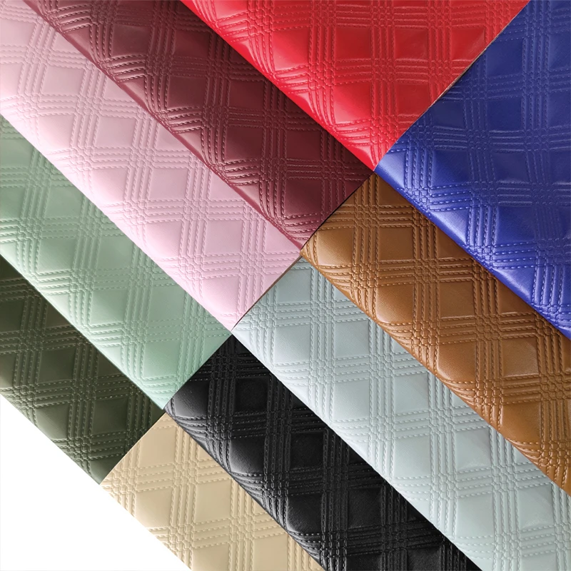 

Solid Color Diamond Embossed Synthetic Leather Fabric Sheets Chunky PU for Making Bows LEO Synthetico DIY