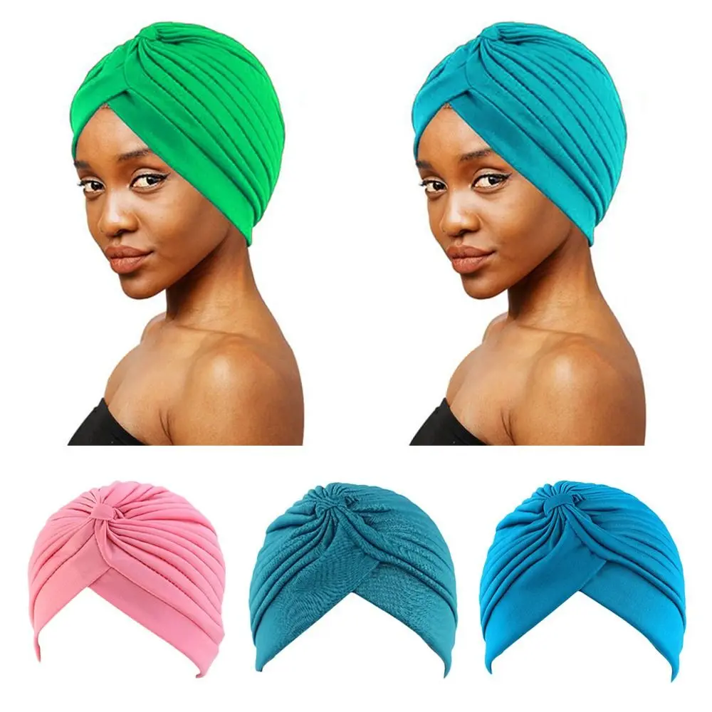 

Beanies Headwrap Sleep Caps Fashion Casual Polyester Hat Bandana Chemotherapy Hat Pure Color Turban Kids National Wind