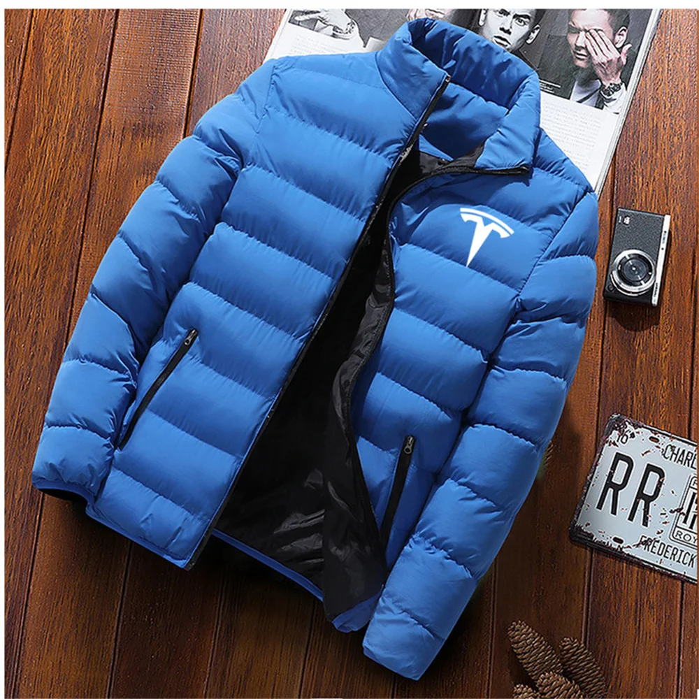 

2022 New Tesla Car Logo Printing Men's Down Jacket Autumn And Winter Men's Warm And Windproof Jacket Casual Fashion Men's Jacket