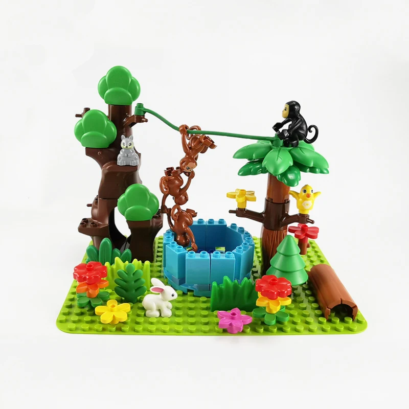 Крупные строительные блоки: обезьяна рыбалка луна лес серия растений кролик