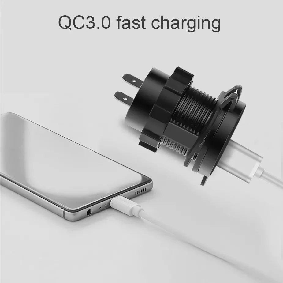

LED Quick Charge 3.0 USB Car Charger With ON-OFF Switch Socket Digital Display Voltmeter USB Charger Socket For Car Motorcycle