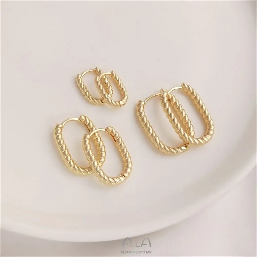 U-образные модные серьги глянцевые из настоящего золота 14 карат простая легкая