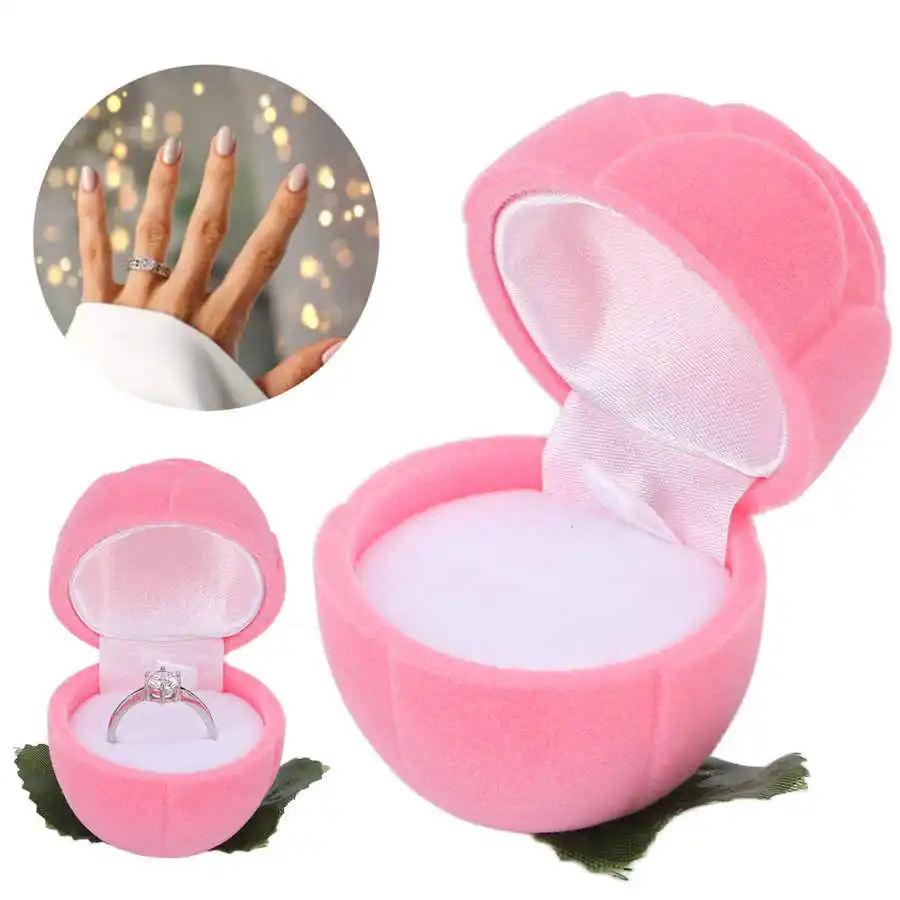 

Розовый цветок розы коробка ювелирных изделий бархатное предложение свадебное кольцо ожерелье серьги Дисплей Органайзер упаковка ювелирн...