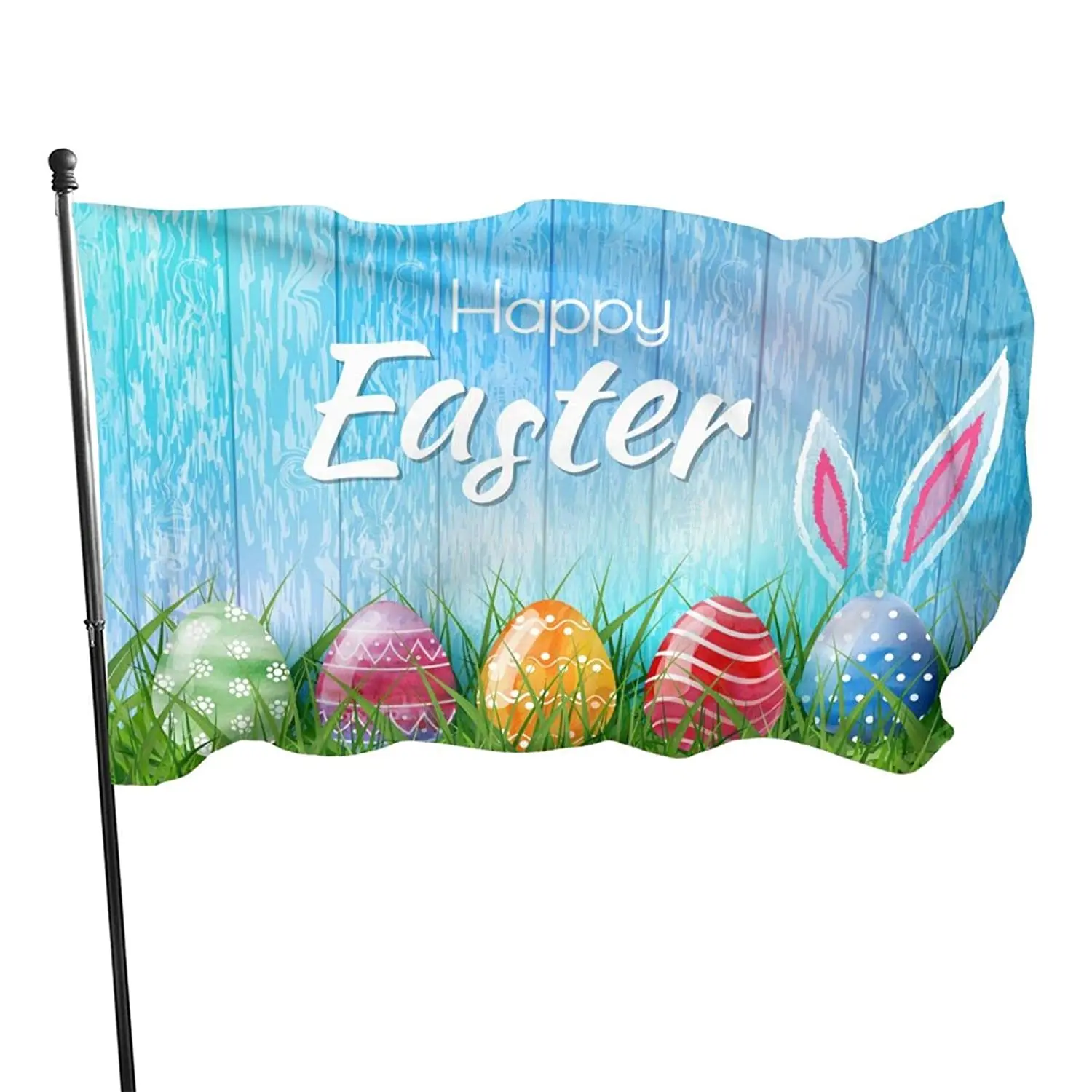 

Happy Easter Colorful Easter Egg Bunny Grass Flag Garden Yard House Flags Indoor and Outdoor Sport Decoration