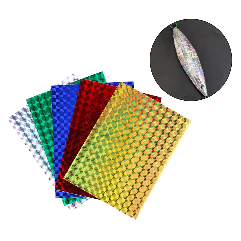

5pcs 7.3*10cm Fishing Scale Lure Sticker Lure Reflective Holographic Film Adhesive DIY Lures Stickers Tape