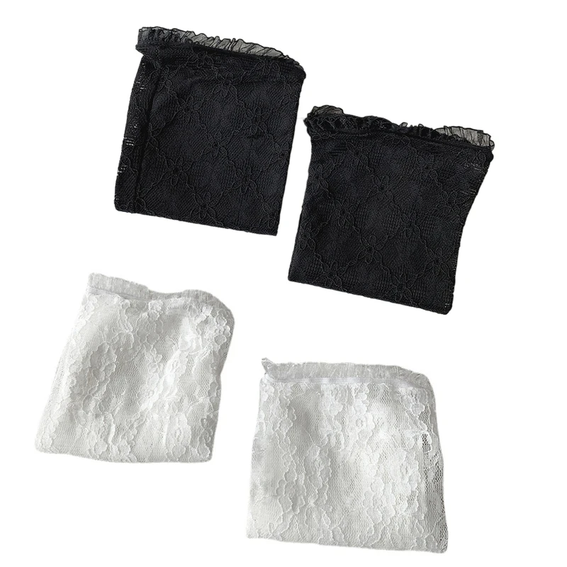 

Women Lolita Princess Summer Thin Lace Calf Socks Ruffle Trim Vintage Cross Diamond Plaid Floral Patterned Mesh Hosiery