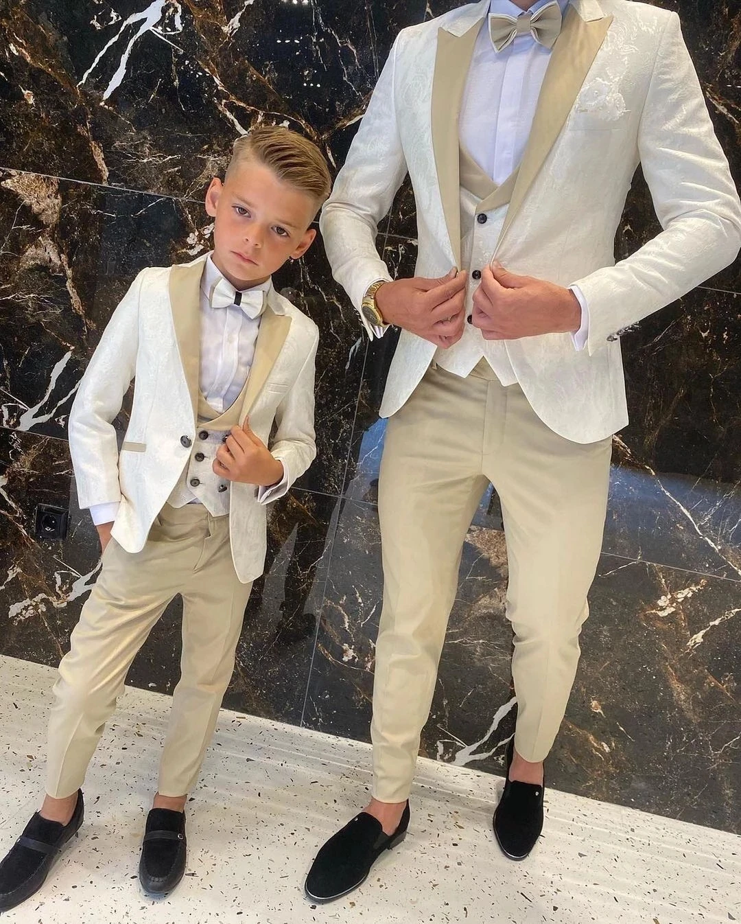 Floral Pattern Boy Formal Suits Dinner Tuxedos Little Boys Groomsmen Kids For Wedding Party Prom Suit Wear (Jacket+Vest+Pant)