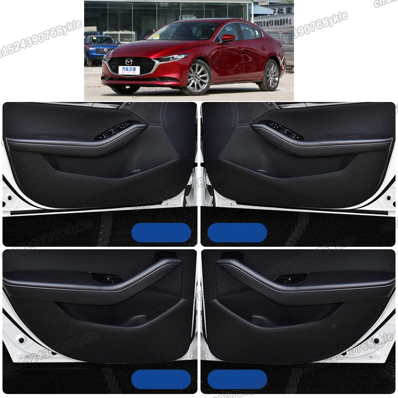 Кожаный коврик из углеродного волокна для двери автомобиля защитный ковер mazda 3