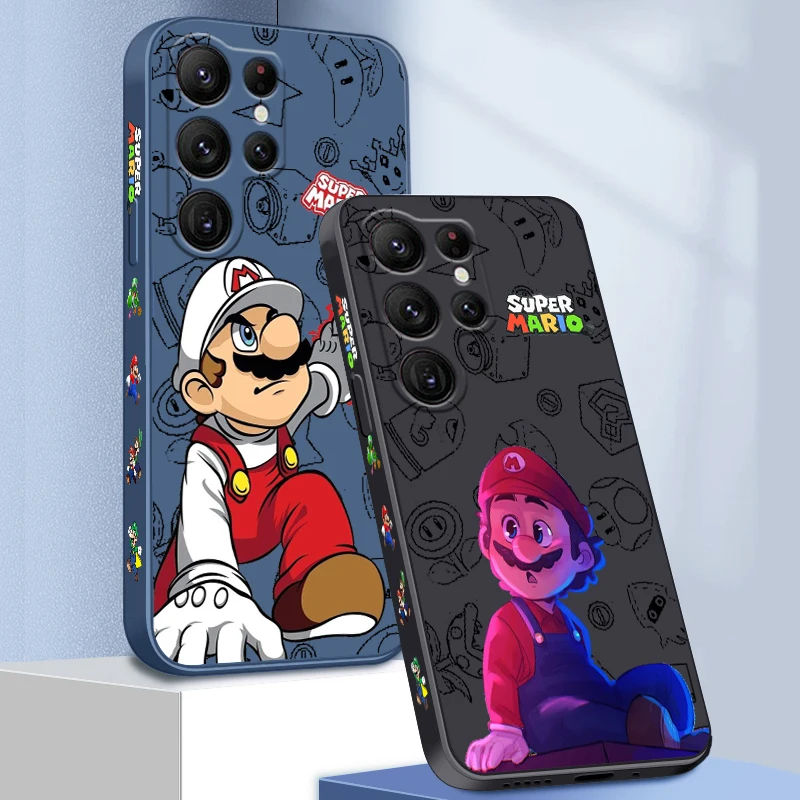 

Anime Cartoon Super Mario Liquid Left Rope For Samsung Galaxy S23 S22 S21 S20 FE S10 Ultra Plus Lite 5G Cover Phone Case
