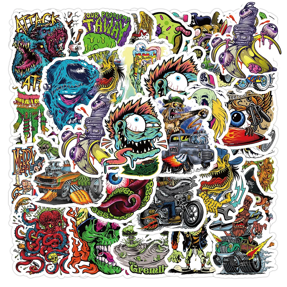 

10/30/50pcs Horror Monster Goth Graffiti Halloween Decoration Decals Waterproof DIY Skateboard Motorcycle Car Cool Sticker Packs