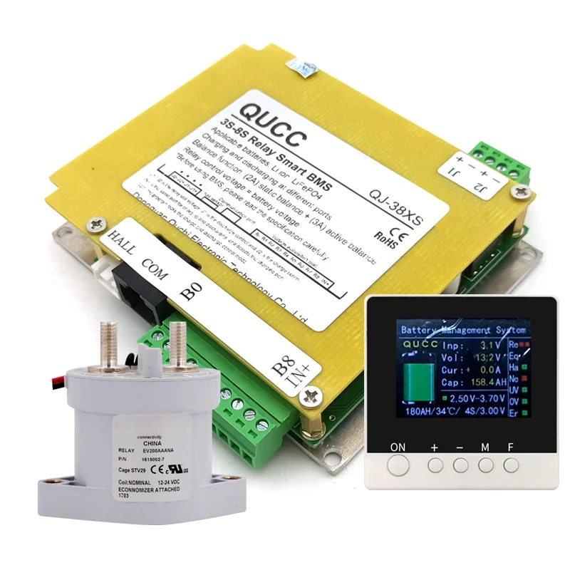 

3S~8S-A Реле постоянного тока высокого напряжения с одним портом 500A Smart BMS 12V 24V Active Balancing 5A Литий-ионный аккумулятор Lifepo4 SOC Кулометр