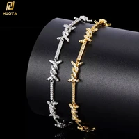 hip hop miami curb bling bling bracelets rhinestone brass crystal cuban thorn bracelet iced out women jewelry