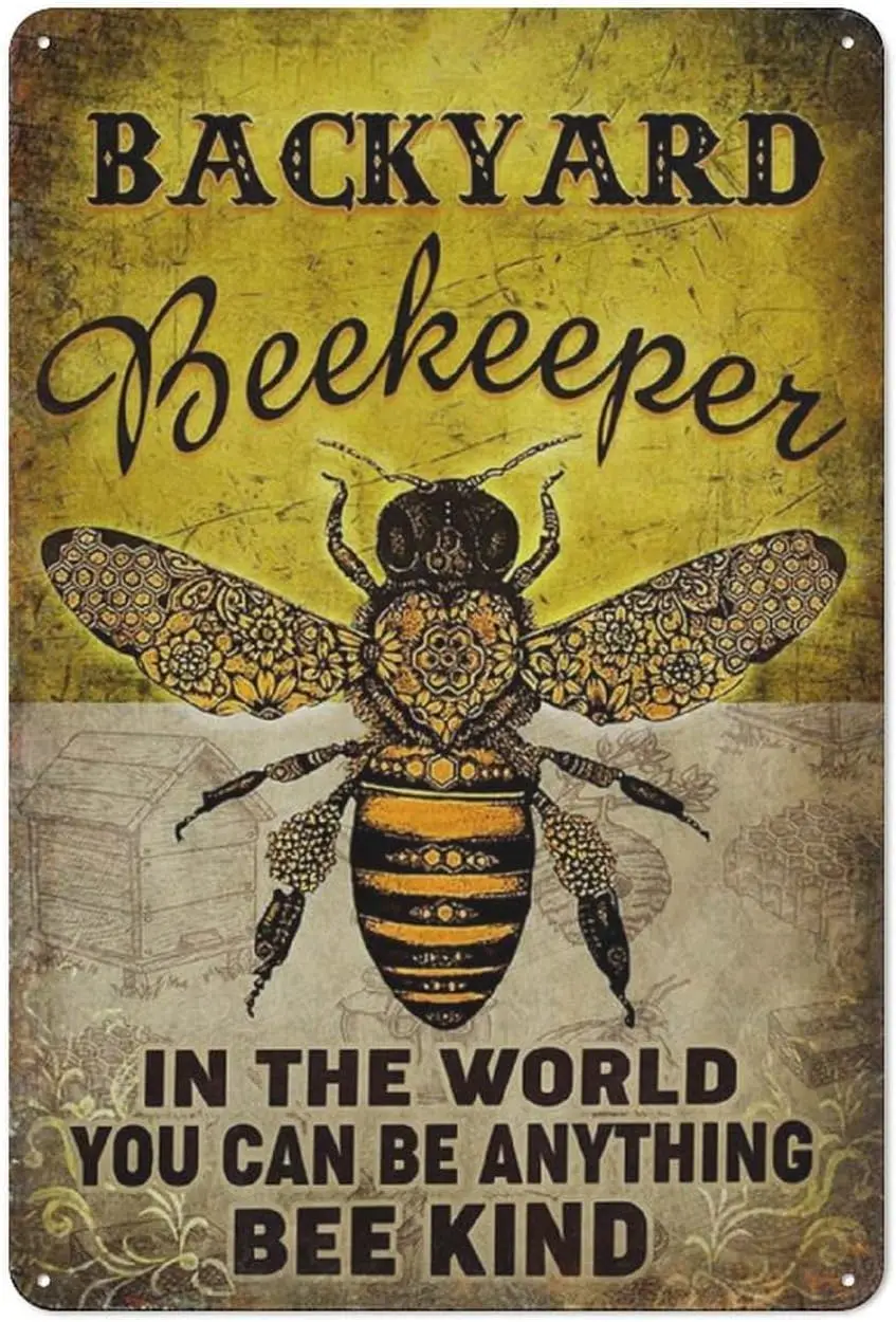 FixeLLD Металлическая жестяная вывеска в деревенском стиле пчеловод заднего двора