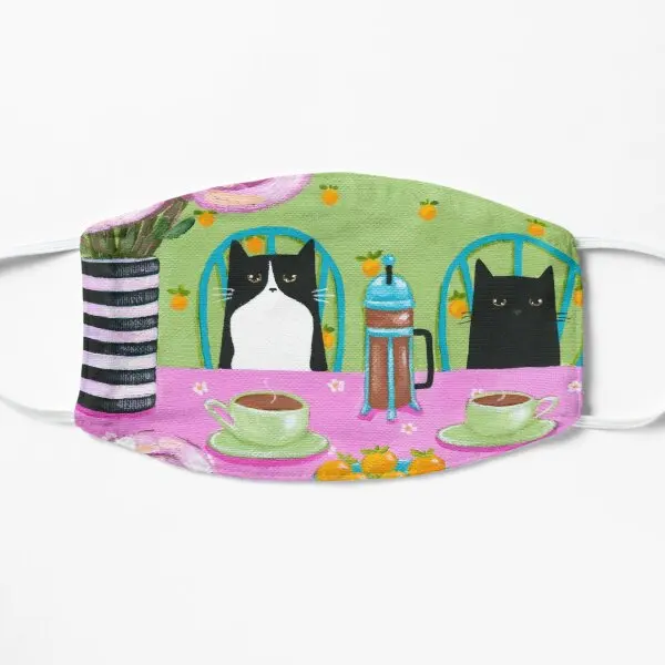 

French Press Coffee Cats Flat Printing Face Mask Protective Reusable Health Mouth Sport Cute Beauty Washable Cartoon Cotton