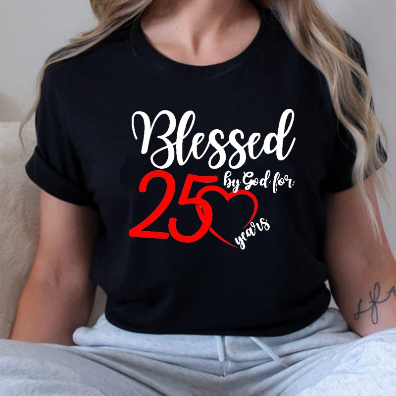 

Blessed By God for 25 Years Old Birthday Women T Shirt 1998 Cotton Vintage Graphic Tee Grunge Clothes High Quality Tshirt Unisex